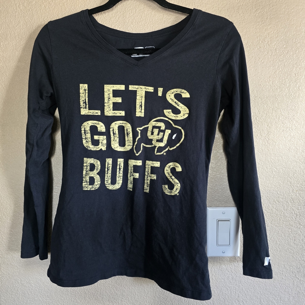 Colorado Let's Go Buffs Black Long Sleeve Shirt‎ Russell Athletic Med